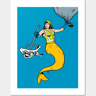 Mermaid Garbage Collector Posters and Art